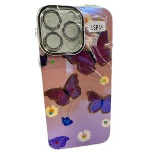iPhone 15 Pro Max 6.7" Butterfly‎ Bling Glitter Case Camera Protection NEW